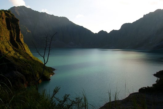 A lake partially fills the 1991 Pinatubo crater, Philippines