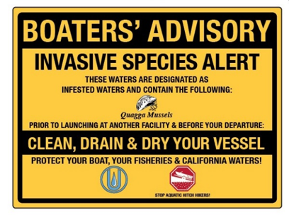 Boater Advisory sign warning about Quagga Mussels