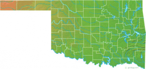 Oklahoma map broken out by counties