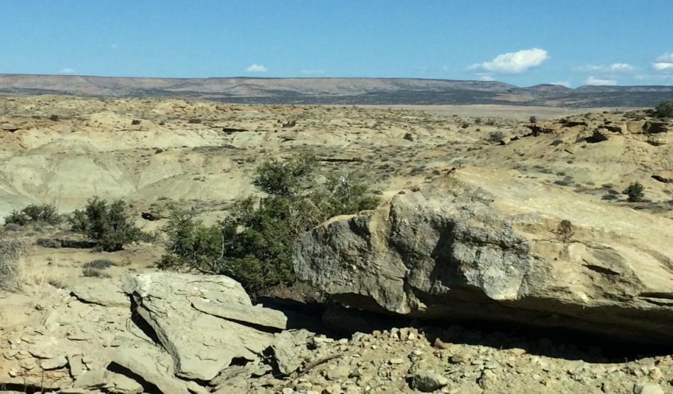 a large rock in a desert