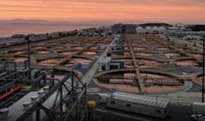 a large industrial area with round structures