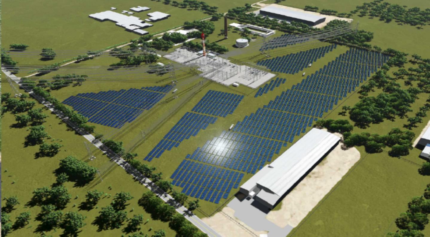 an aerial view of solar panels