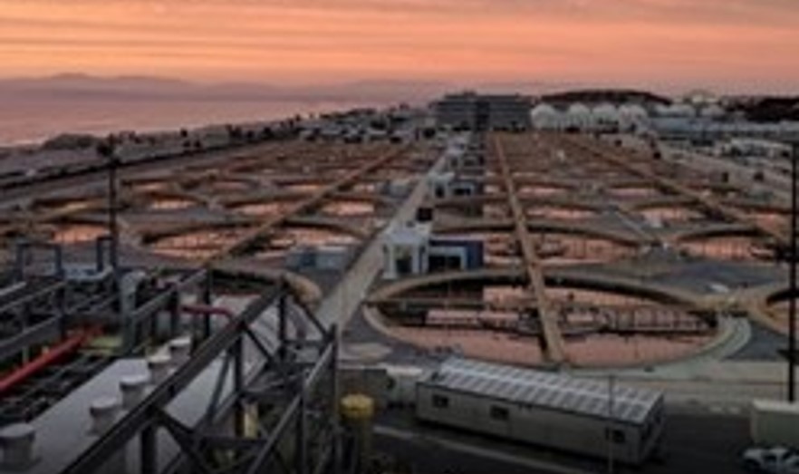 a large industrial area with round structures